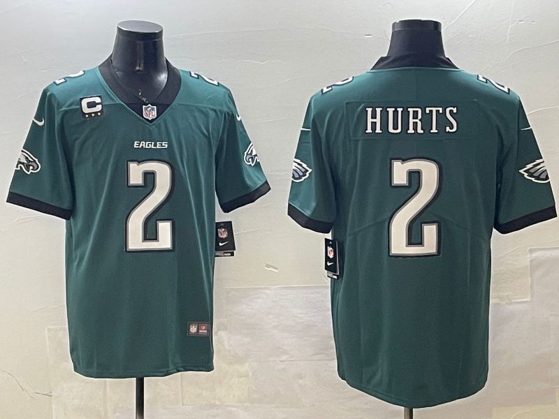 Men Philadelphia Eagles 2 Hurts Green Second generation 2025 Nike Limited NFL Jersey style 1